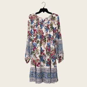 Time and Tru Botanical Midi Peasant Dress